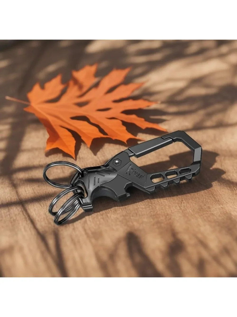 Durable Metal Keychains with Carabiner Clip, Bottle Opener & 3 Key Rings